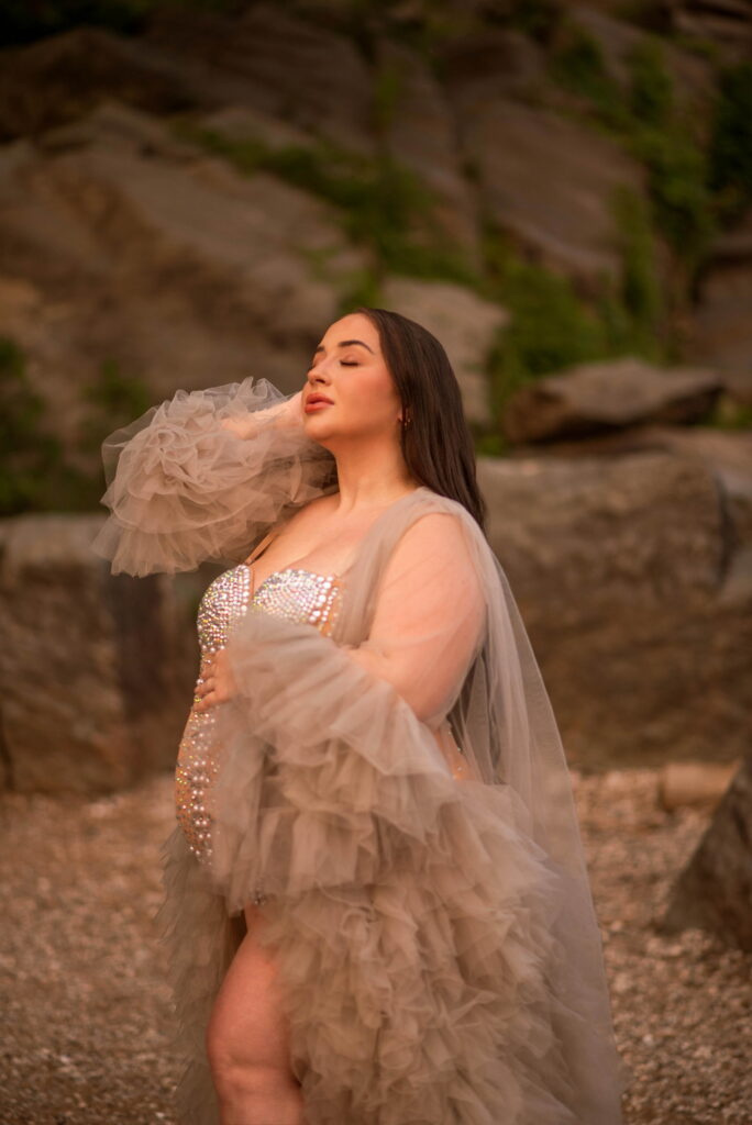 Golden Hour Great Falls Park Beach Maternity Photoshoot