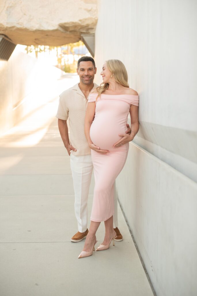 Maternity Photoshoot at the Levitated Mass at the                                                                                                                                             LACMA in Los Angeles, California